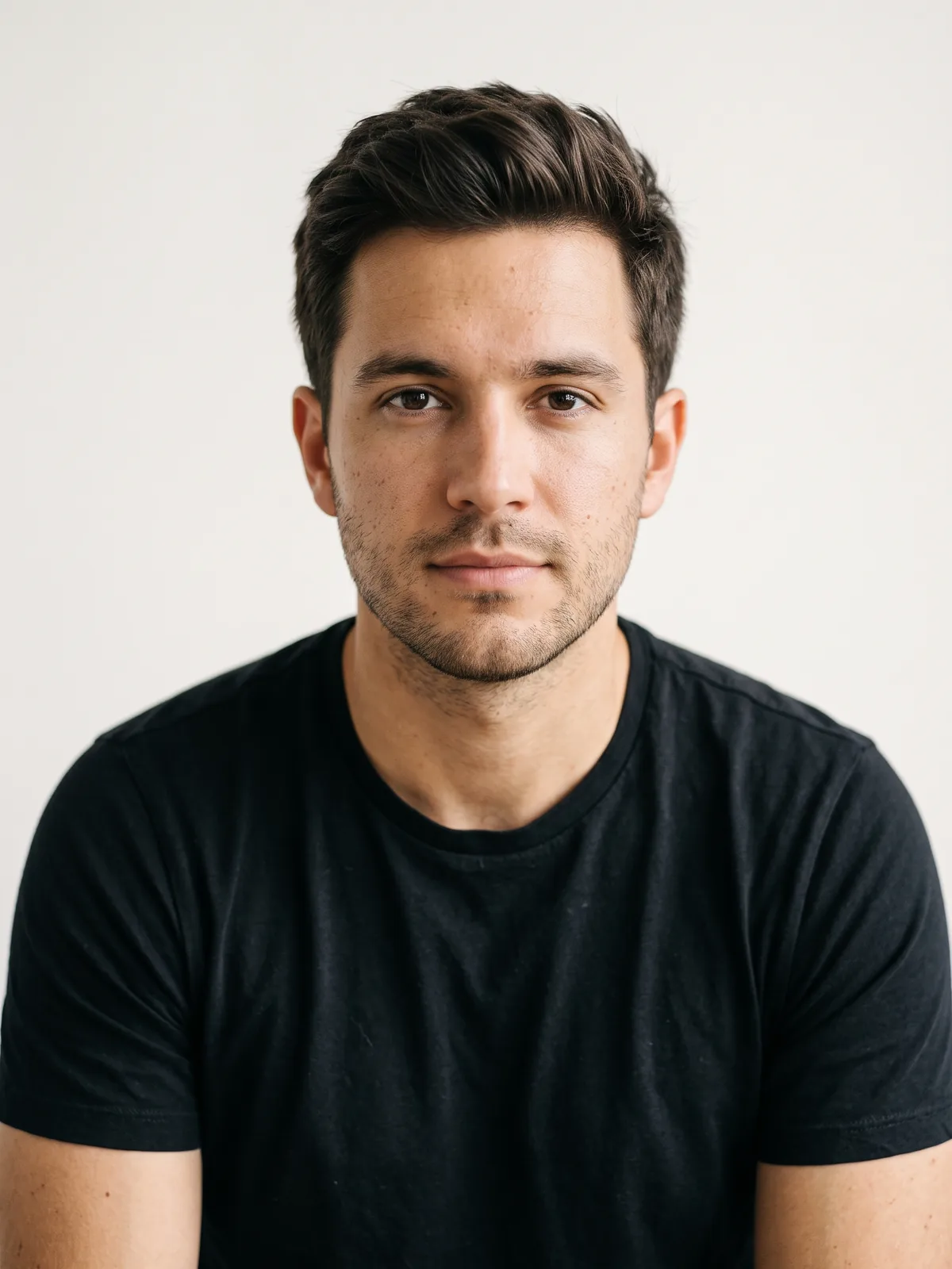 The same studio portrait before the edit