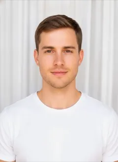 Ash Brown hair color rendered by HairGlam on a male model