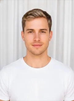Blonde Face Framing Highlights hair color rendered by HairGlam on a male model