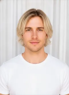 Blonde Ombré hair color rendered by HairGlam on a male model