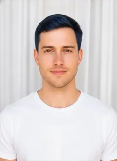 Blue Black hair color rendered by HairGlam on a male model