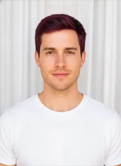 Burgundy Dip Dye hair color rendered by HairGlam on a male model