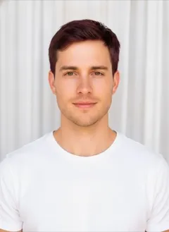 Burgundy Peekaboo hair color rendered by HairGlam on a male model