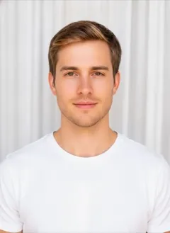 Caramel Face Framing hair color rendered by HairGlam on a male model