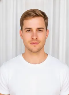 Caramel Reverse Ombré hair color rendered by HairGlam on a male model