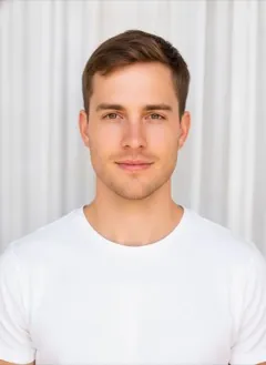 Chocolate Brown Peekaboo hair color rendered by HairGlam on a male model