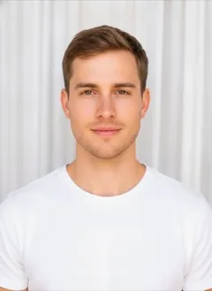 Chocolate Brown hair color rendered by HairGlam on a male model