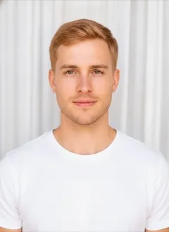 Copper Blonde hair color rendered by HairGlam on a male model