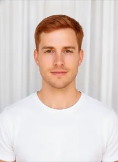 Copper Red hair color rendered by HairGlam on a male model