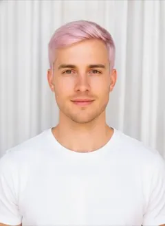 Cotton Candy hair color rendered by HairGlam on a male model