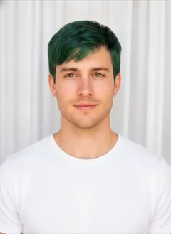 Emerald Green Dip Dye hair color rendered by HairGlam on a male model