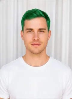 Emerald Green hair color rendered by HairGlam on a male model