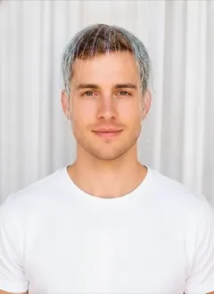 Fairy Tinsel hair color rendered by HairGlam on a male model