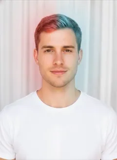 Fire + Ice hair color rendered by HairGlam on a male model
