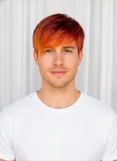 Fire Ombré hair color rendered by HairGlam on a male model