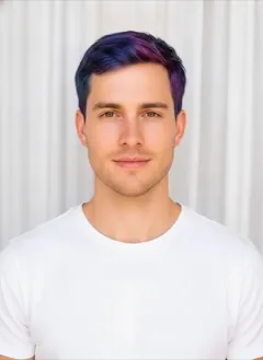 Galaxy hair color rendered by HairGlam on a male model