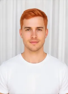 Ginger hair color rendered by HairGlam on a male model
