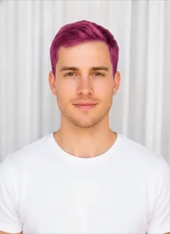 Hot Magenta hair color rendered by HairGlam on a male model