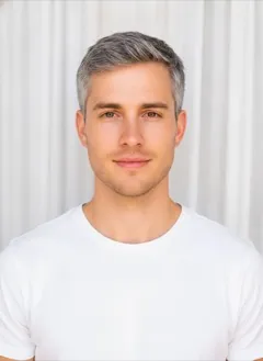 Natural Gray hair color rendered by HairGlam on a male model