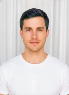 Oil Slick hair color rendered by HairGlam on a male model