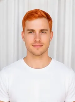 Orange hair color rendered by HairGlam on a male model