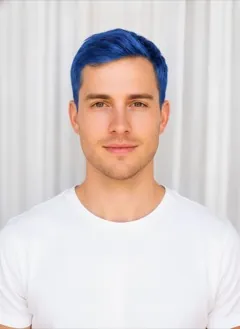 Royal Blue hair color rendered by HairGlam on a male model
