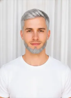 Silver Dip Dye hair color rendered by HairGlam on a male model