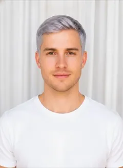 Silver Purple hair color rendered by HairGlam on a male model