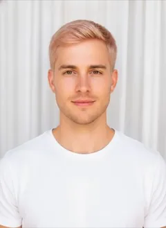 Strawberry Blonde hair color rendered by HairGlam on a male model
