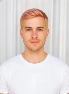 Sunset hair color rendered by HairGlam on a male model