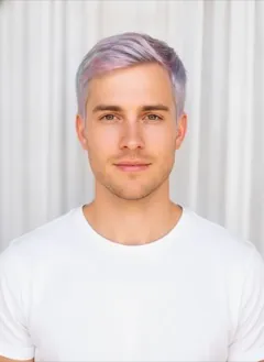 Unicorn hair color rendered by HairGlam on a male model