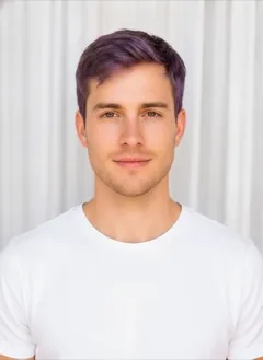 Violet Peekaboo hair color rendered by HairGlam on a male model