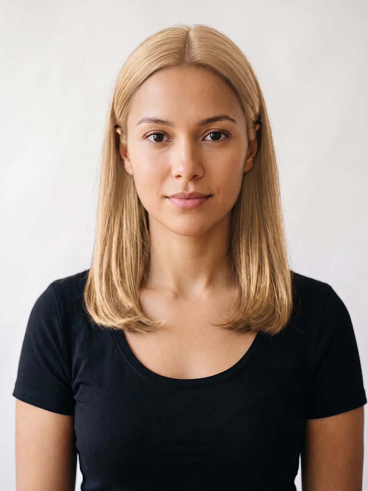 Butter Blonde hair color, AI render on a female model