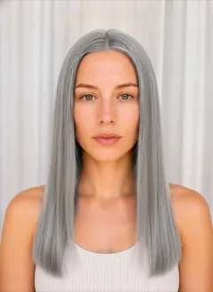 Silver hair color rendered by HairGlam on a female model