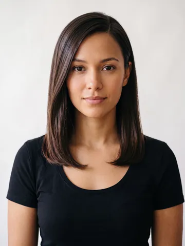 Side part lob, sleek, AI render