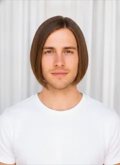 A-Line Bob rendered by HairGlam on a male model
