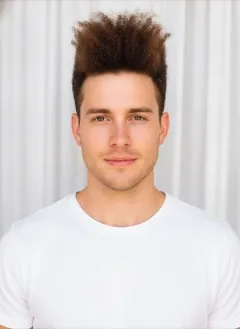 Afro Bun Mohawk rendered by HairGlam on a male model
