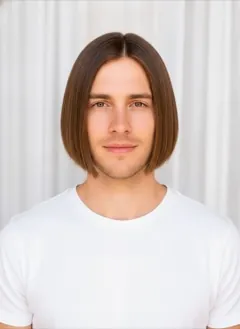 Blunt Bob rendered by HairGlam on a male model