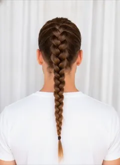 Braided Ponytail rendered by HairGlam on a male model