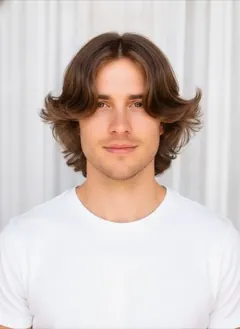 Butterfly Cut Mid rendered by HairGlam on a male model