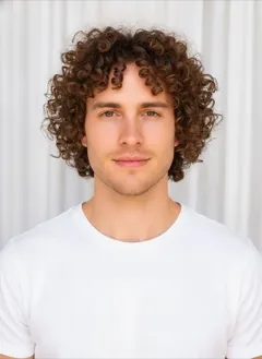 Curly Bob rendered by HairGlam on a male model