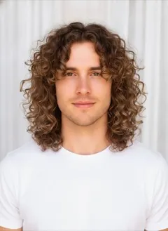 Curly Butterfly rendered by HairGlam on a male model
