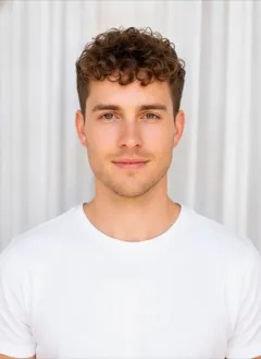 Curly Pixie rendered by HairGlam on a male model
