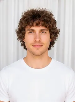 Curly Shag rendered by HairGlam on a male model