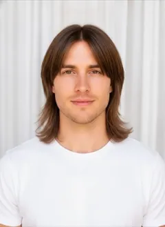 Curtain Bangs Mid rendered by HairGlam on a male model