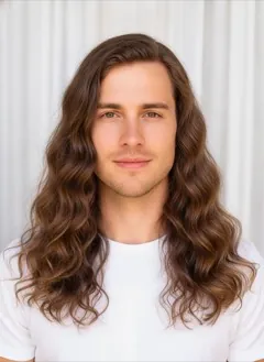 Deep Waves Long rendered by HairGlam on a male model