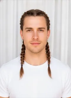 Double Dutch Braids rendered by HairGlam on a male model