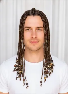 Fulani Braids rendered by HairGlam on a male model
