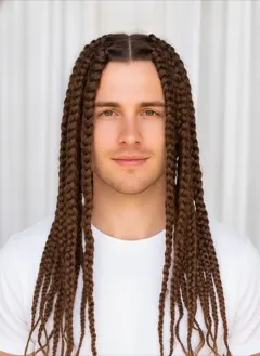 Jumbo Braids rendered by HairGlam on a male model