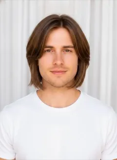 Layered Bob rendered by HairGlam on a male model